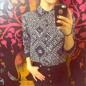 Long sleeve button up crop top