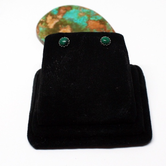 Navajo Malachite Earring Sterling Studs SP0019 - Picture 2 of 4