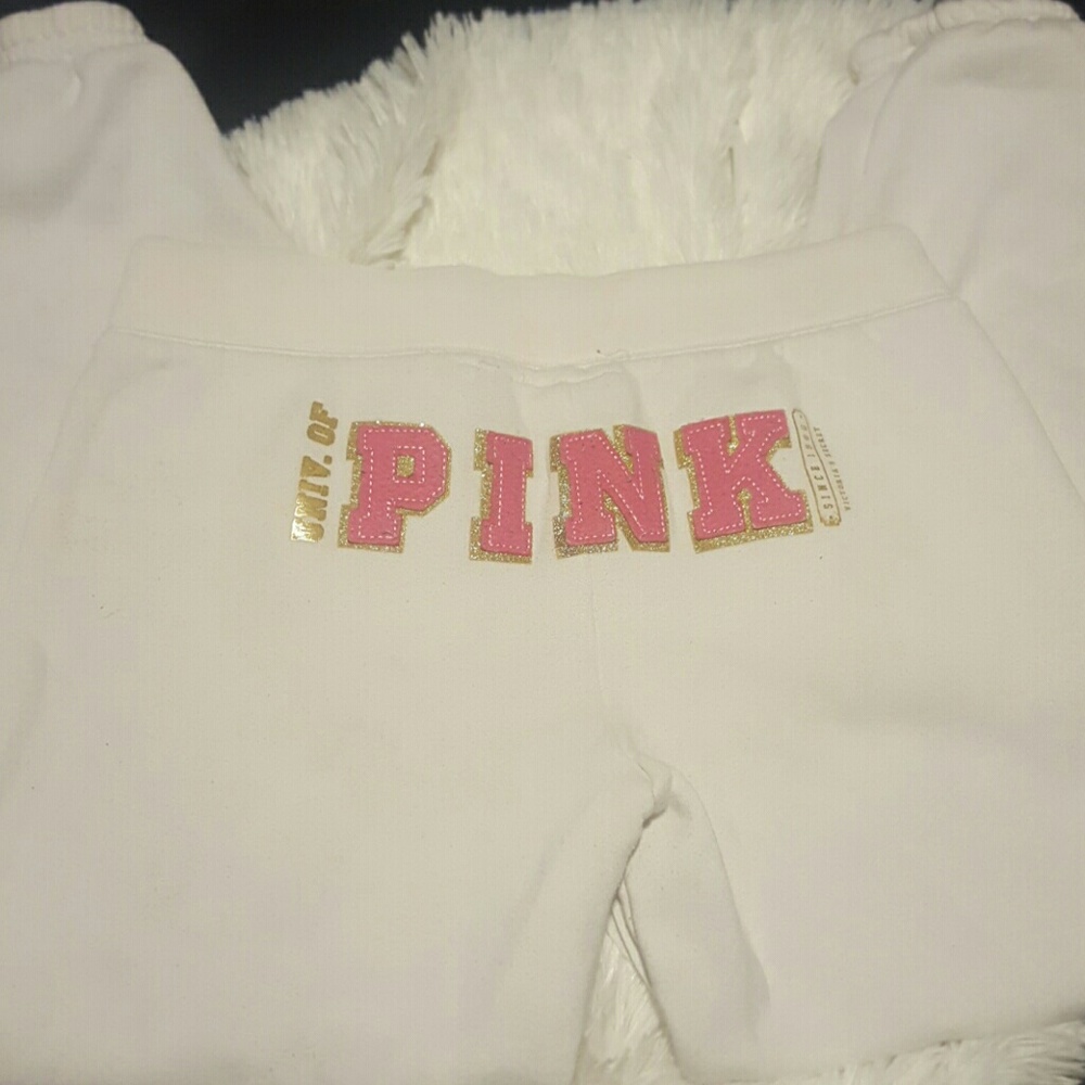 VS Pink sweatpants in white, sz XS