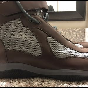 Men's Prada Hi-Top Sneakers Brwn/Sil/Gry/ Size 15
