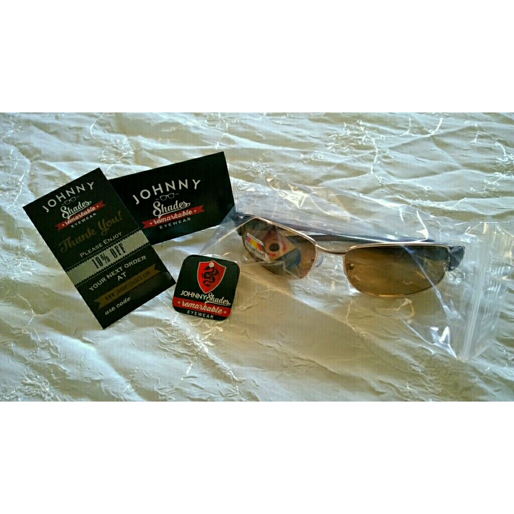 Polarized men's sunglasses; gold and brown