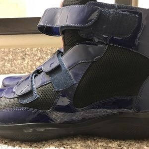 Men's Prada Hi-Top Sneakers Blu/Blk/Blk Size 13