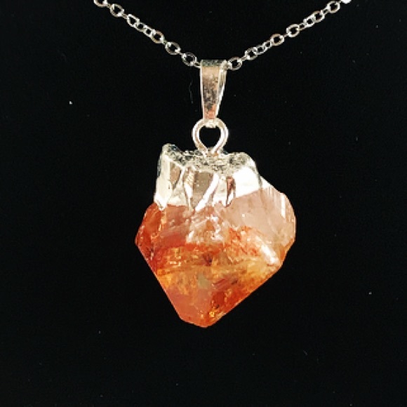 Women boho necklace citrine gemstone silver chain - Picture 2 of 7
