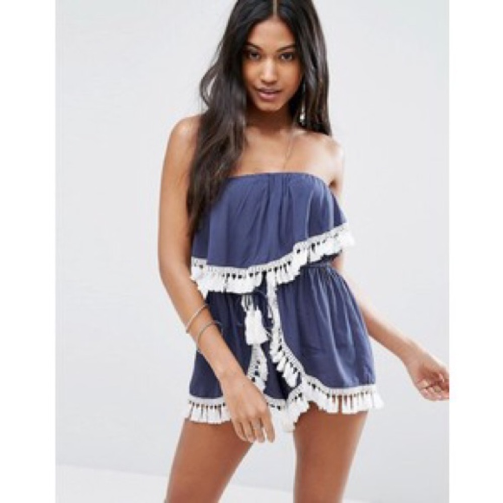 Surf Gypsy Tassel Trim Beach Romper