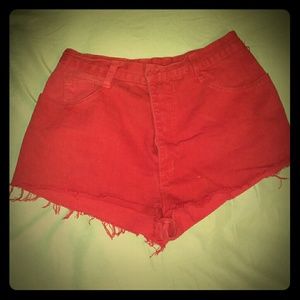 Vintage Red Denim High Waisted Shorts
