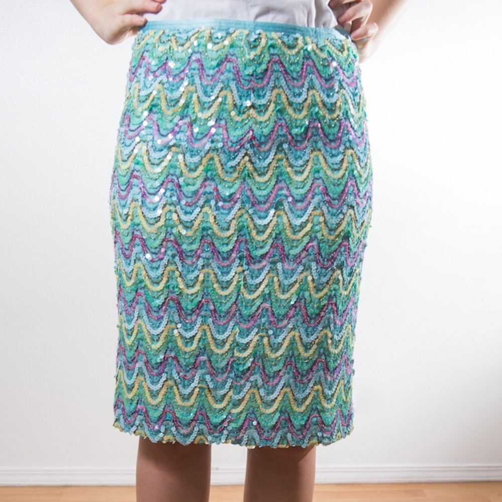 Cynthia Steffe Beaded Skirt in Blue (Size 6/ M)