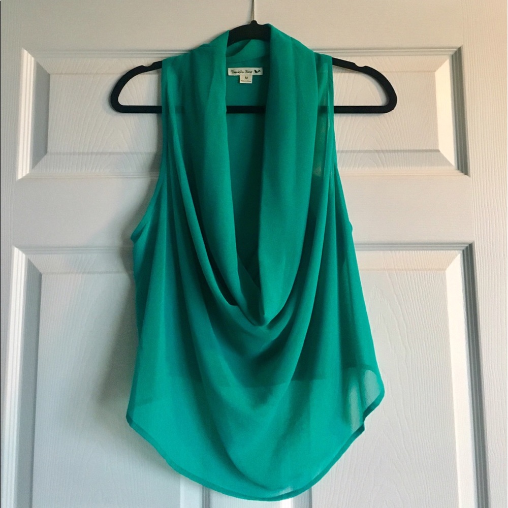 Sheer cowl neck shirt