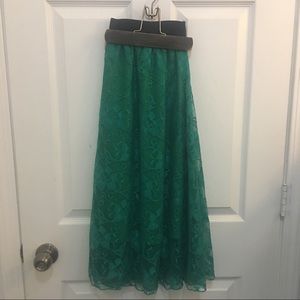 LuLaRoe M Lola Skirt Emerald Lace