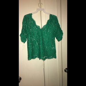 Green floral blouse