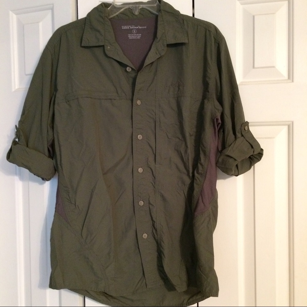 Men's Eddie Bauer Sport Shirt - Small, Olive Green