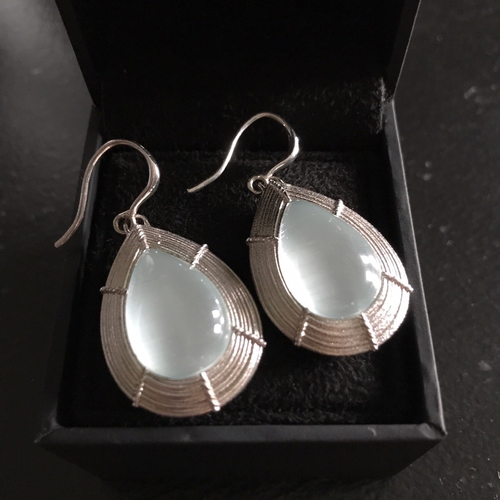 Ross Simons Italian Gray Glass Drop Earrings
