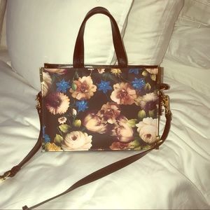 Badgley Mischka leather floral printed small tote