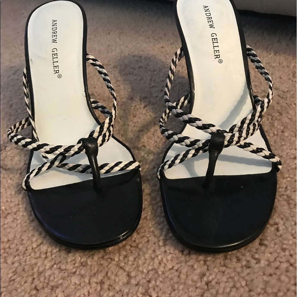 Black and White wedge sandals