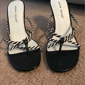 Black and White wedge sandals