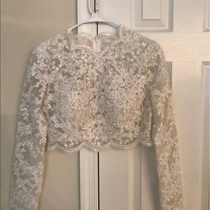 2 Piece Crop Top Tulle Wedding Dress