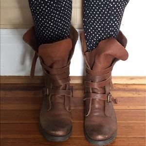 Steve Madden buckle combat moto boots