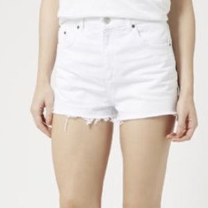 Topshop high waisted white jean shorts