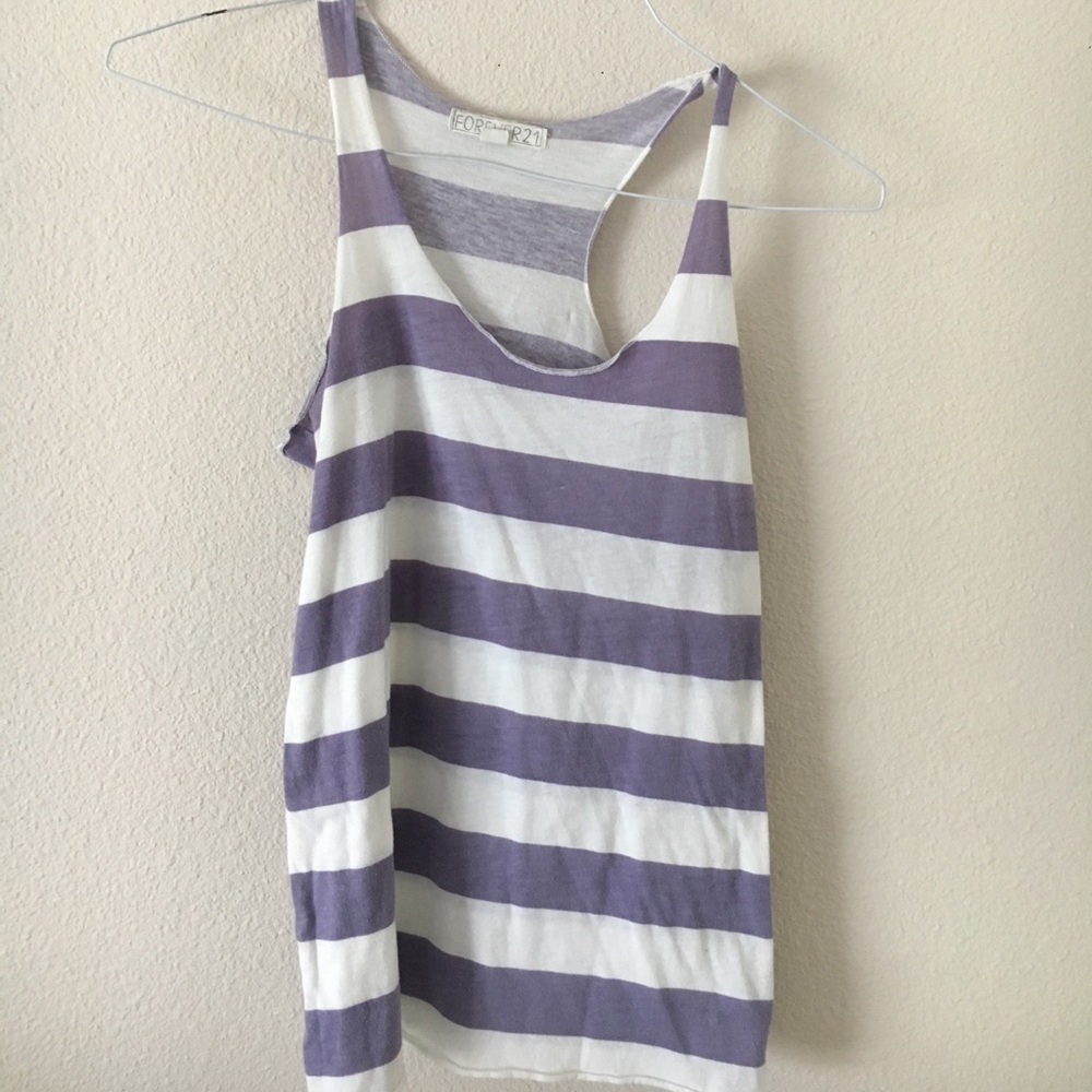 White and Purple Stripped Tank