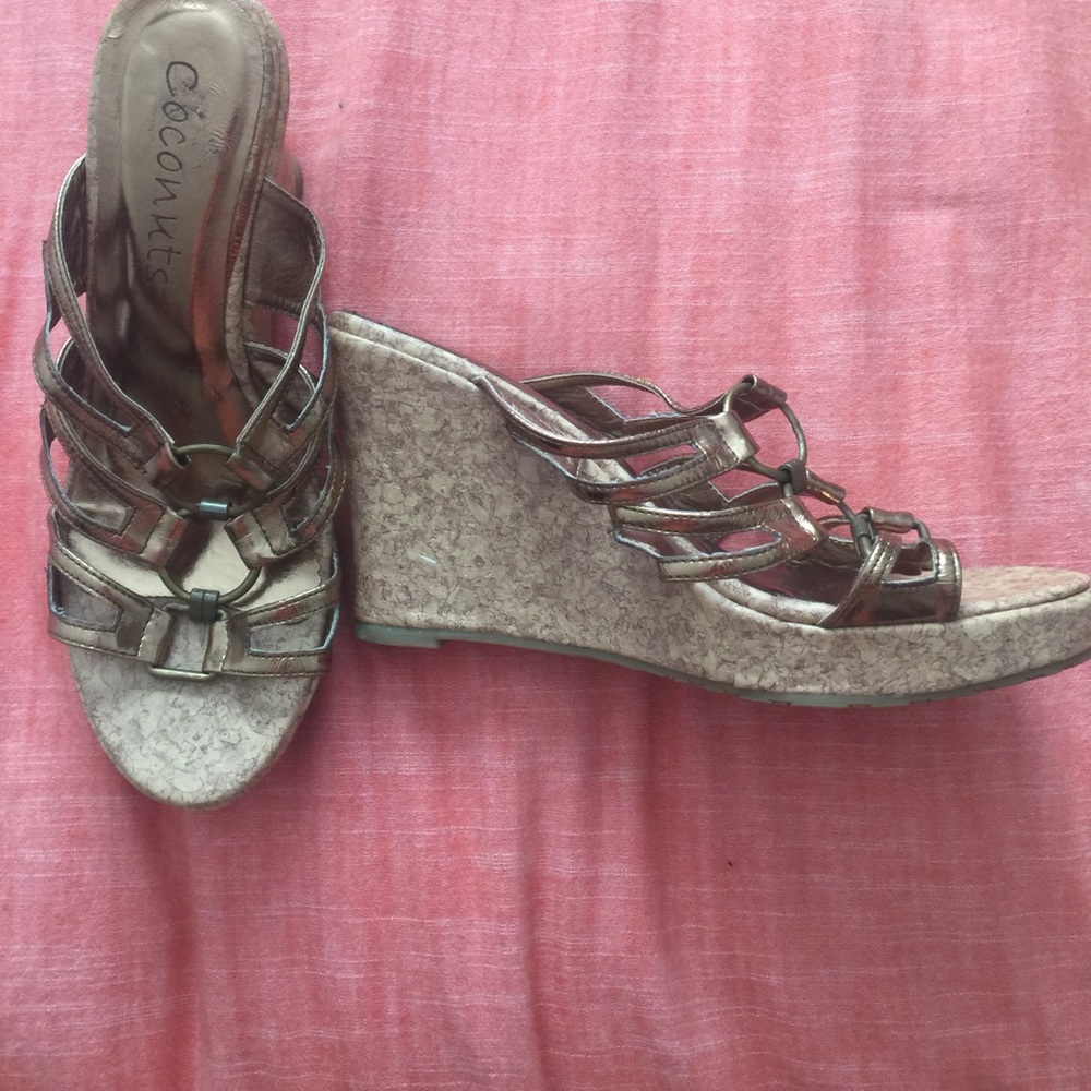 Lightly used stylish gold wedges