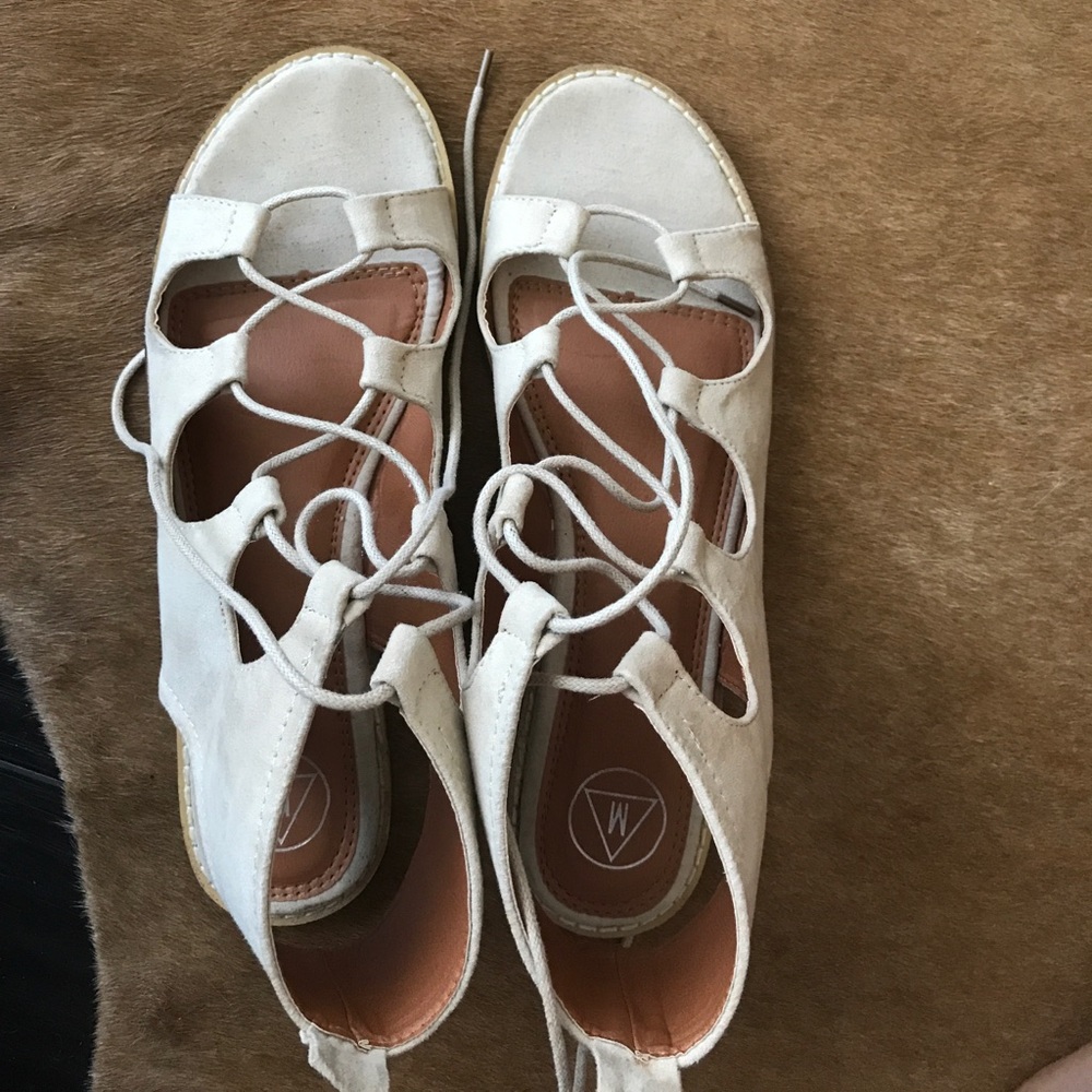 Missguided Nude Lace Up Sandals Size 10