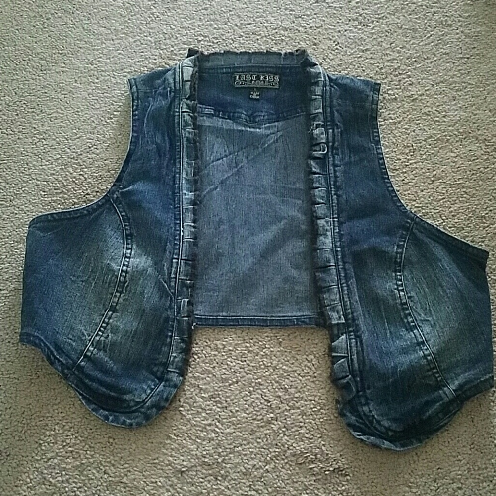Womens blue jean crop vest