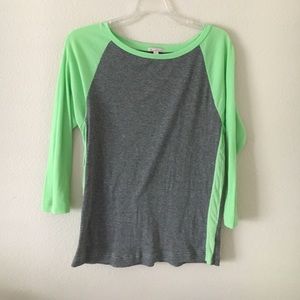 Gray and Green Baseball Style T-Shirt