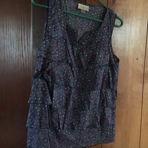 Loft sleeveless blouse with tiered ruffle detail