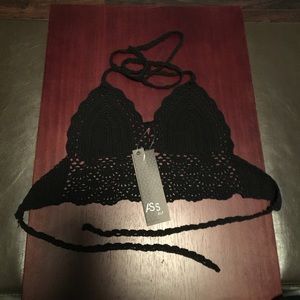 Black crotchet Crop Top