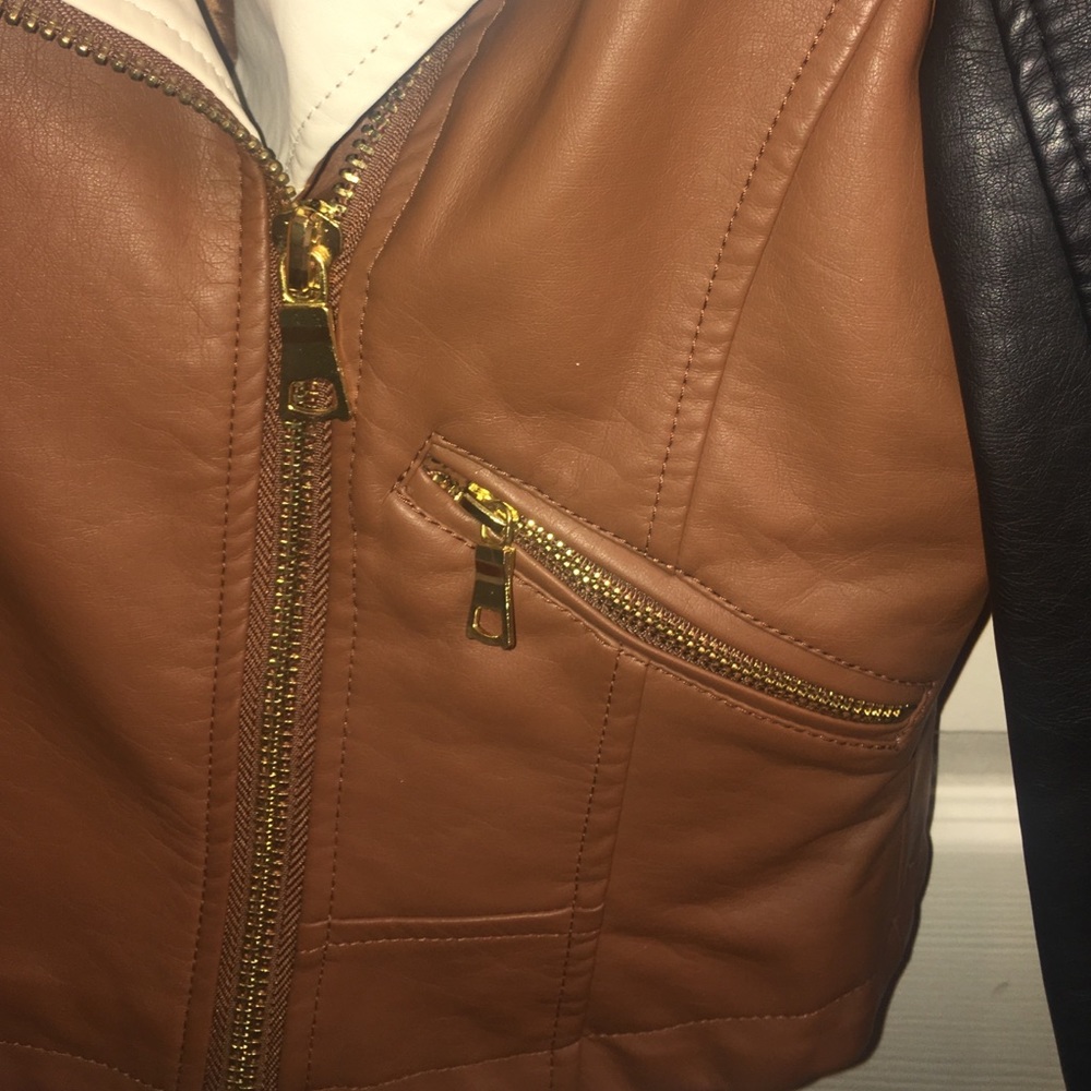 Color block leather jacket - Picture 3 of 3