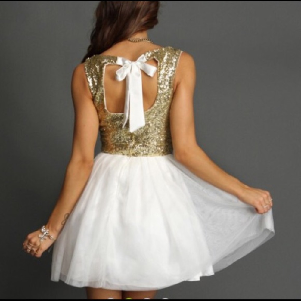 Short Gold Sequin Formal Dress