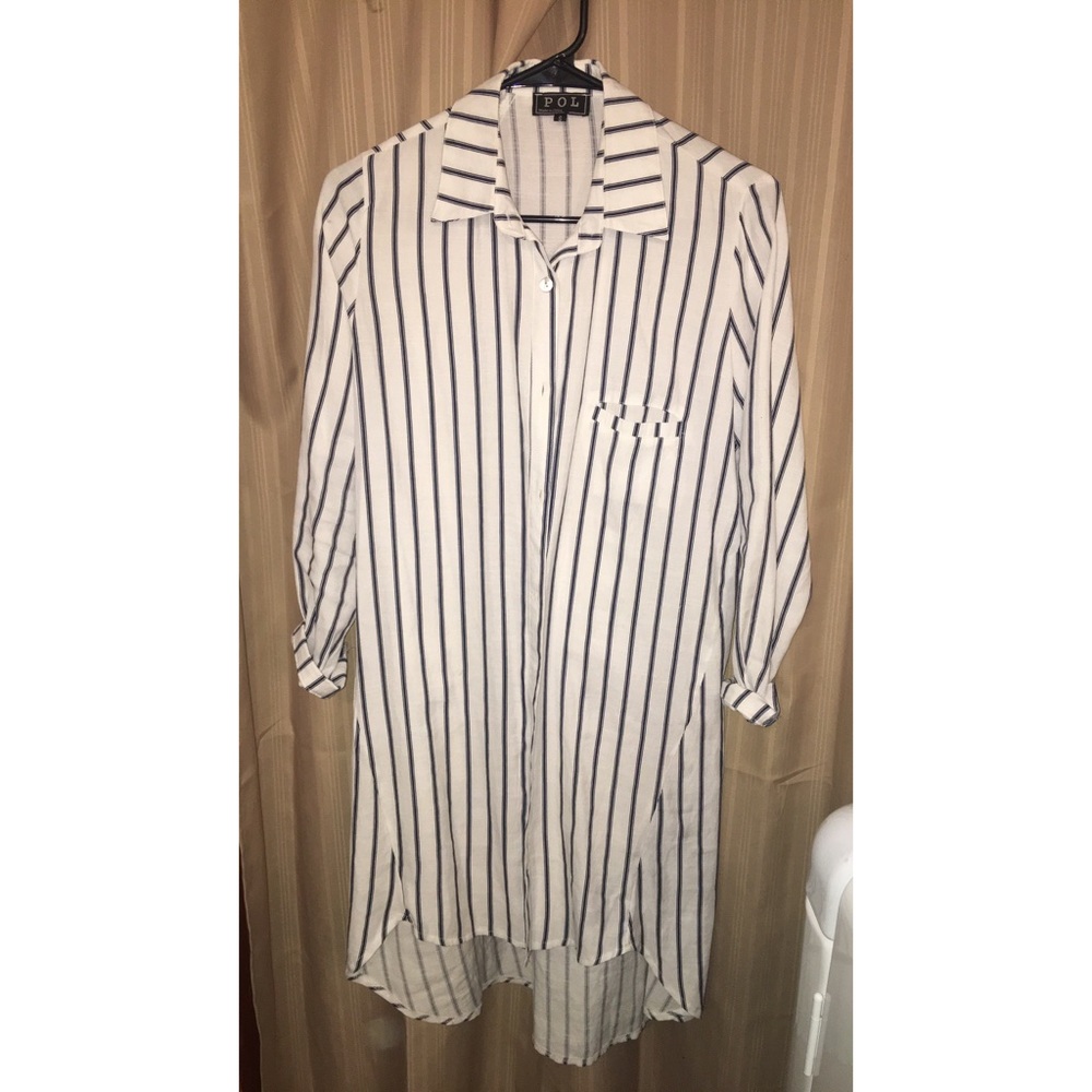 Navy & White Button Up Dress