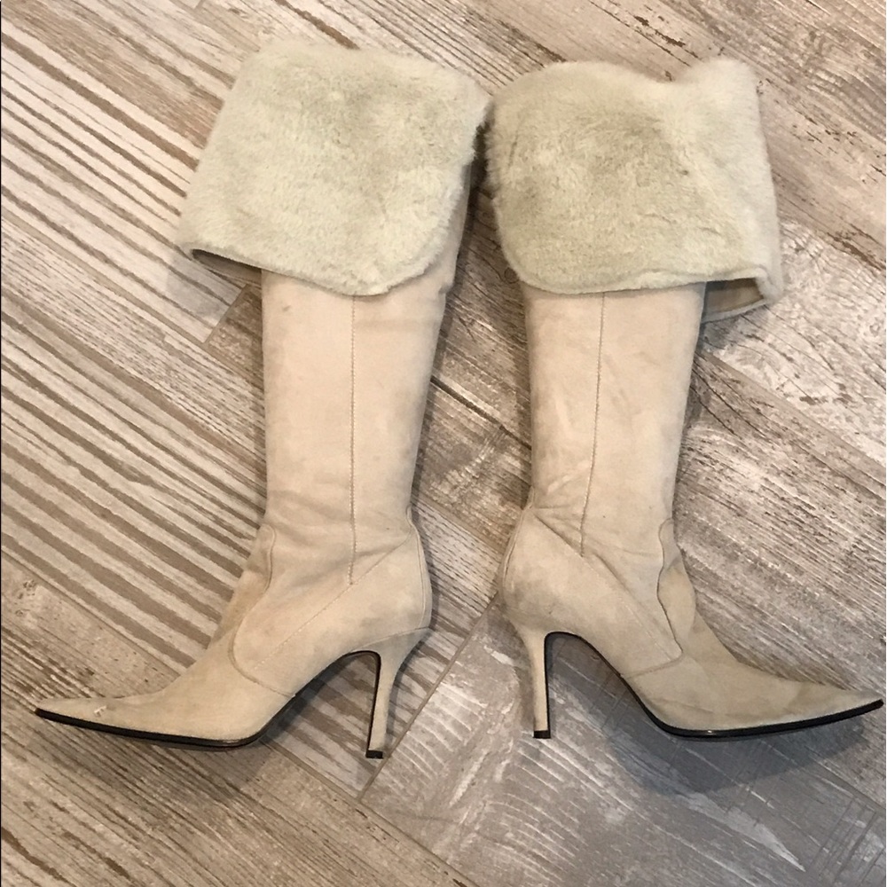 Nine West Suede Fur Collar Boots