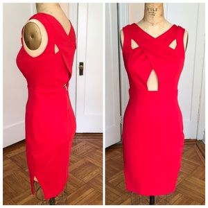 🆕Red crossover cutout bodycon dress
