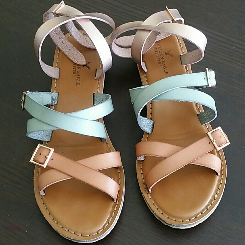 American  Eagle Outfitters rose gold wedge sandals