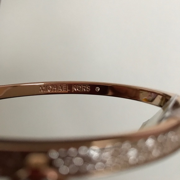 MICHAEL KORS Pavé Rose Gold Lock Bangle Bracelet - Picture 8 of 8