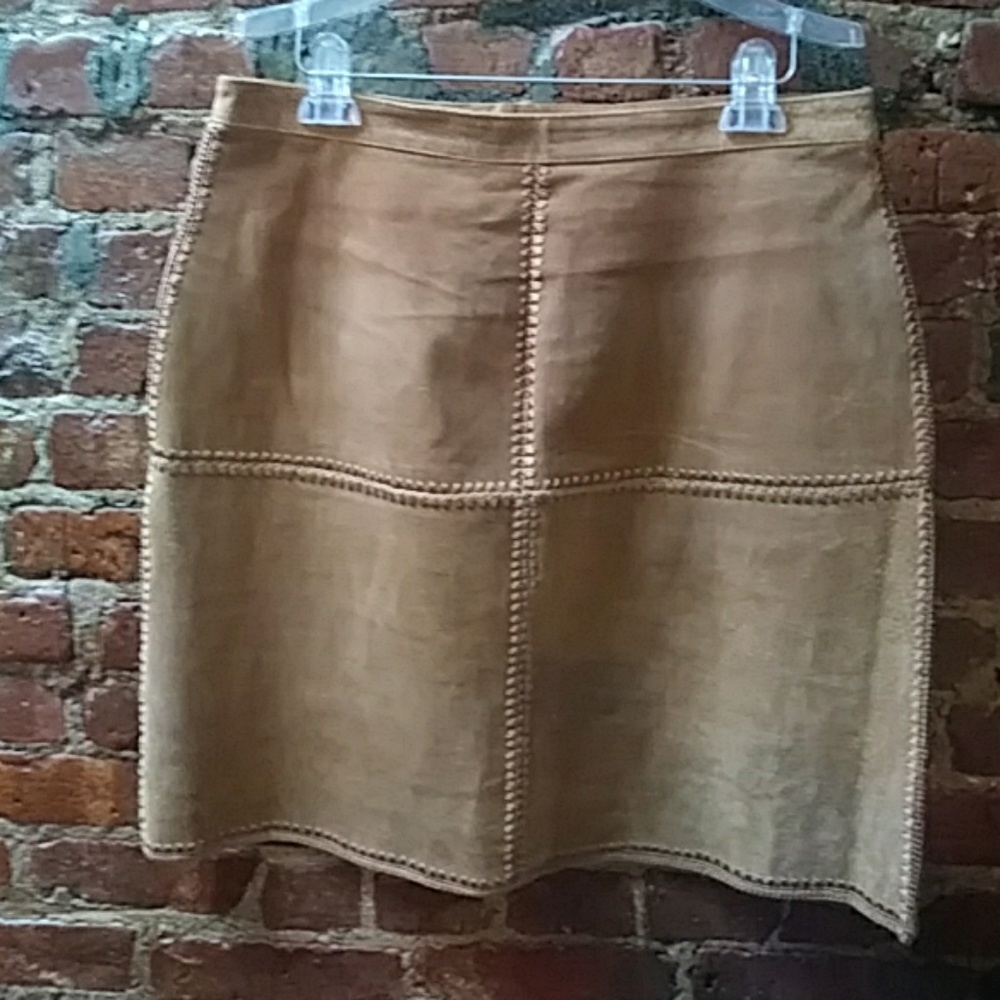 Leather Suede Midi Skirt