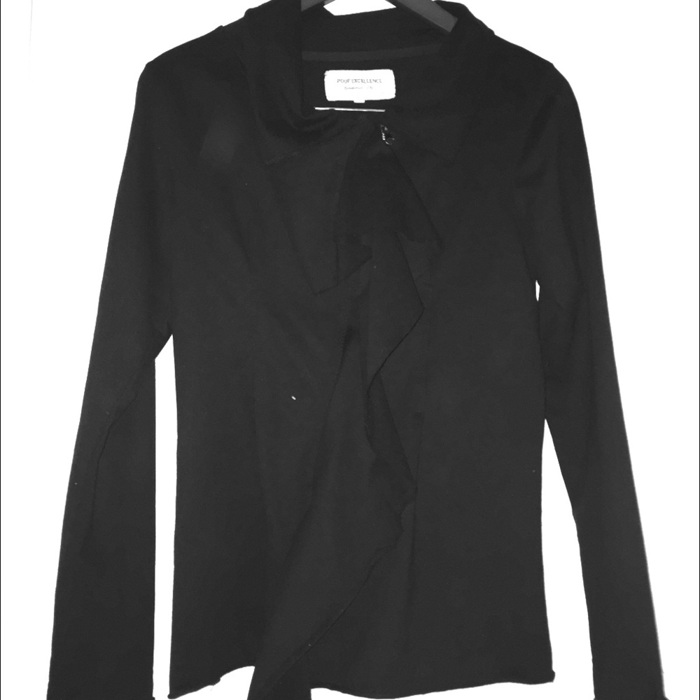 Zip up fashionable jacket with front ruffle