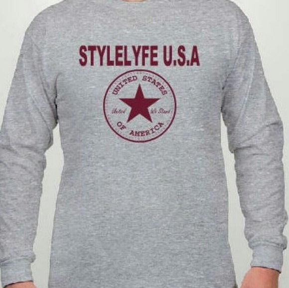 Unisex StyleLyfe USA gray long sleeve shirt - Picture 1 of 2