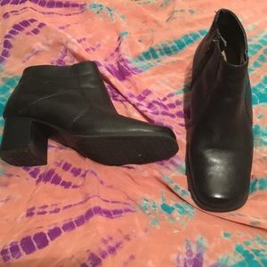 Leather zip up ankle boots