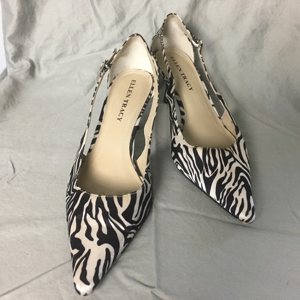 Ellen Tracey Zebra Stripe Kitten Heels
