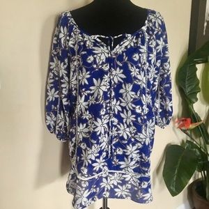 "Jade" Brand Floral Semi-Sheer Tunic Sz XL