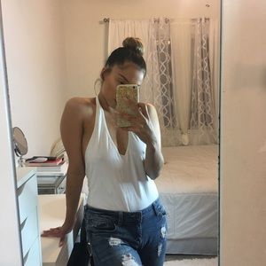 White Halter Bodysuit