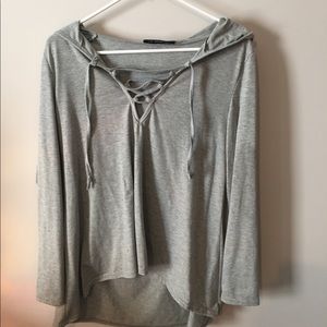 Grey hooded shirt