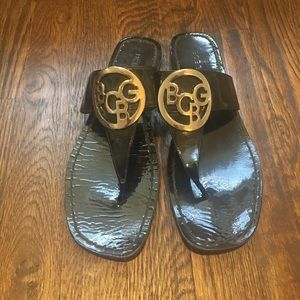 BCBGirls Felix Patent Black Sandals