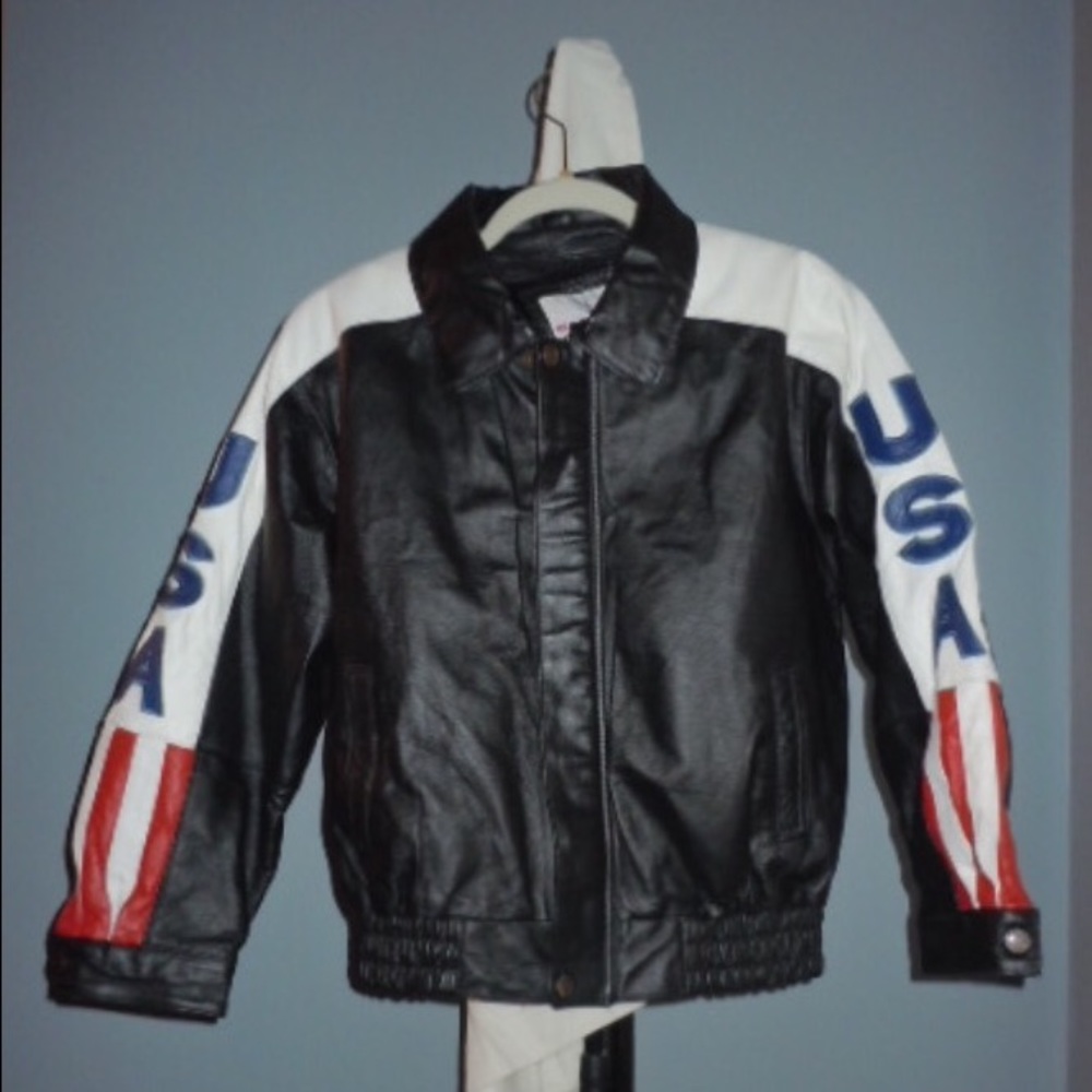 Leather jacket for kids.