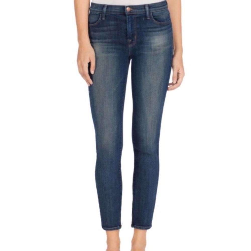 J Brand High Rise Ankle Zip Jeans in "Spirited"