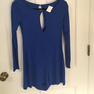 XS Cobalt Long Sleeve Romper with Keyhole