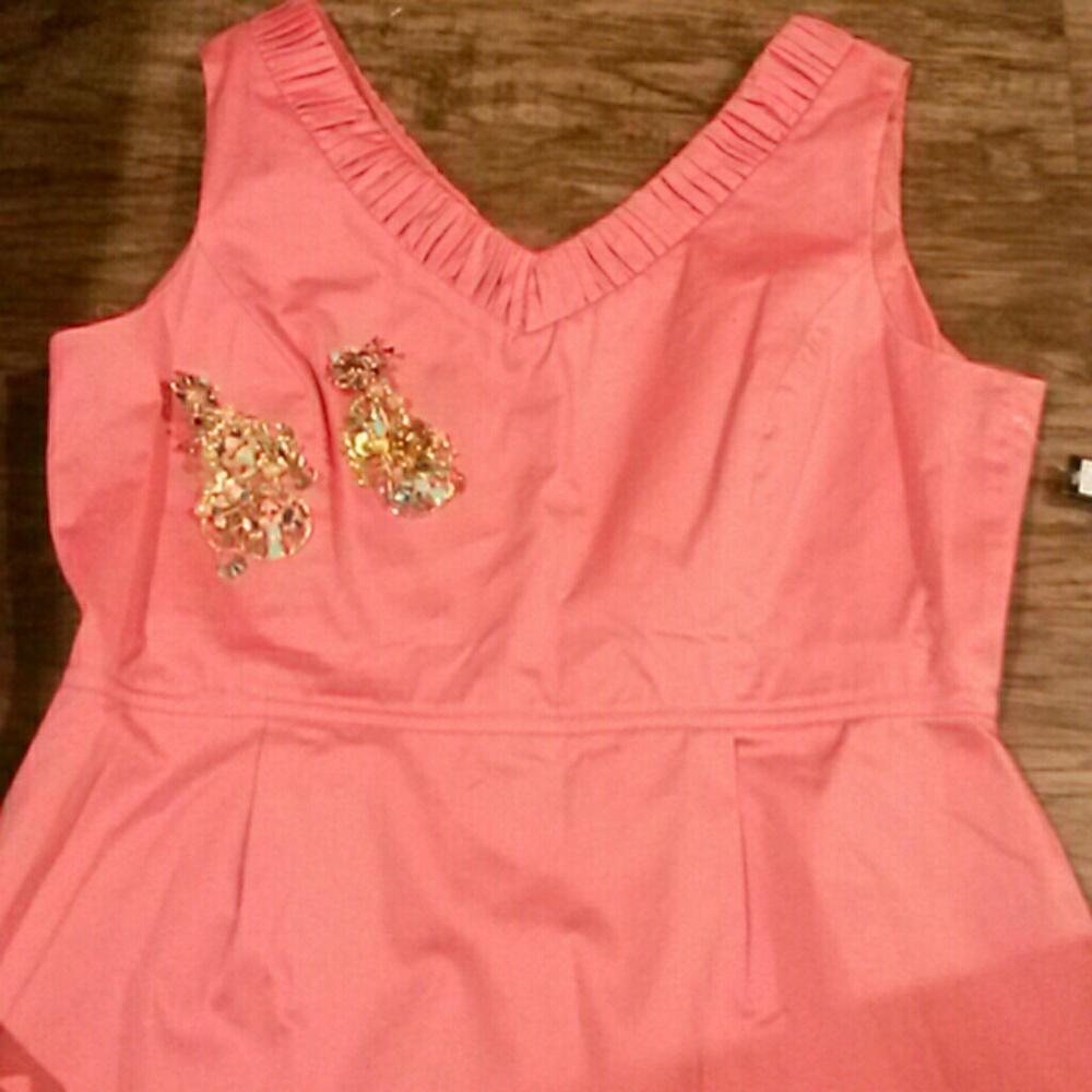 TAHARI DRESS PAPAYA SUMMER DRESS SZ 16 - Picture 3 of 5