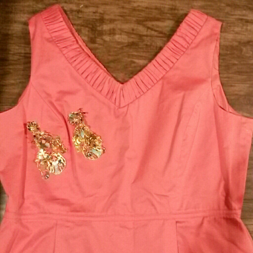 TAHARI DRESS PAPAYA SUMMER DRESS SZ 16 - Picture 2 of 5