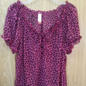 No Boundaries - Sheer animal print blouse